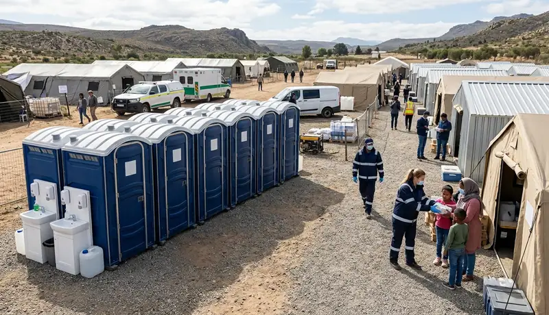 emergency disaster relief porta potty rental deployment in USA in USA